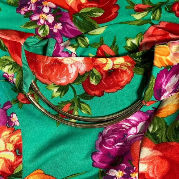 Glam Doll Dress Sleeveless Back Keyhole Cutout Bodycon Pendulum Green Floral M - Picture 14 of 16